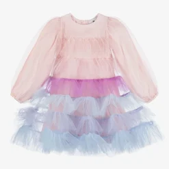 RaspberryPlum Dresses*Girls Pink & Blue Tiered Tulle Dress