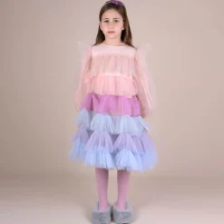 RaspberryPlum Dresses*Girls Pink & Blue Tiered Tulle Dress