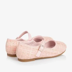 Sevva Bar Shoes|Bar Shoes*Girls Pink & Gold Tweed Shoes