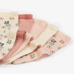 Petit Bateau Socks*Girls Pink & Ivory Cotton Socks (5 Pack)