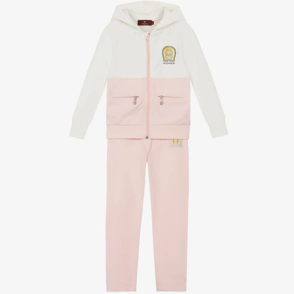 AIGNER Tracksuits*Girls Pink & Ivory Cotton Tracksuit