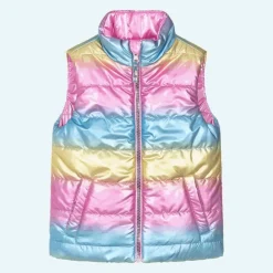 Hatley Coats & Jackets*Girls Pink & Rainbow Reversible Gilet