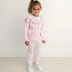 Caramelo Kids Tracksuits*Girls Pink & White Cotton Tracksuit Set
