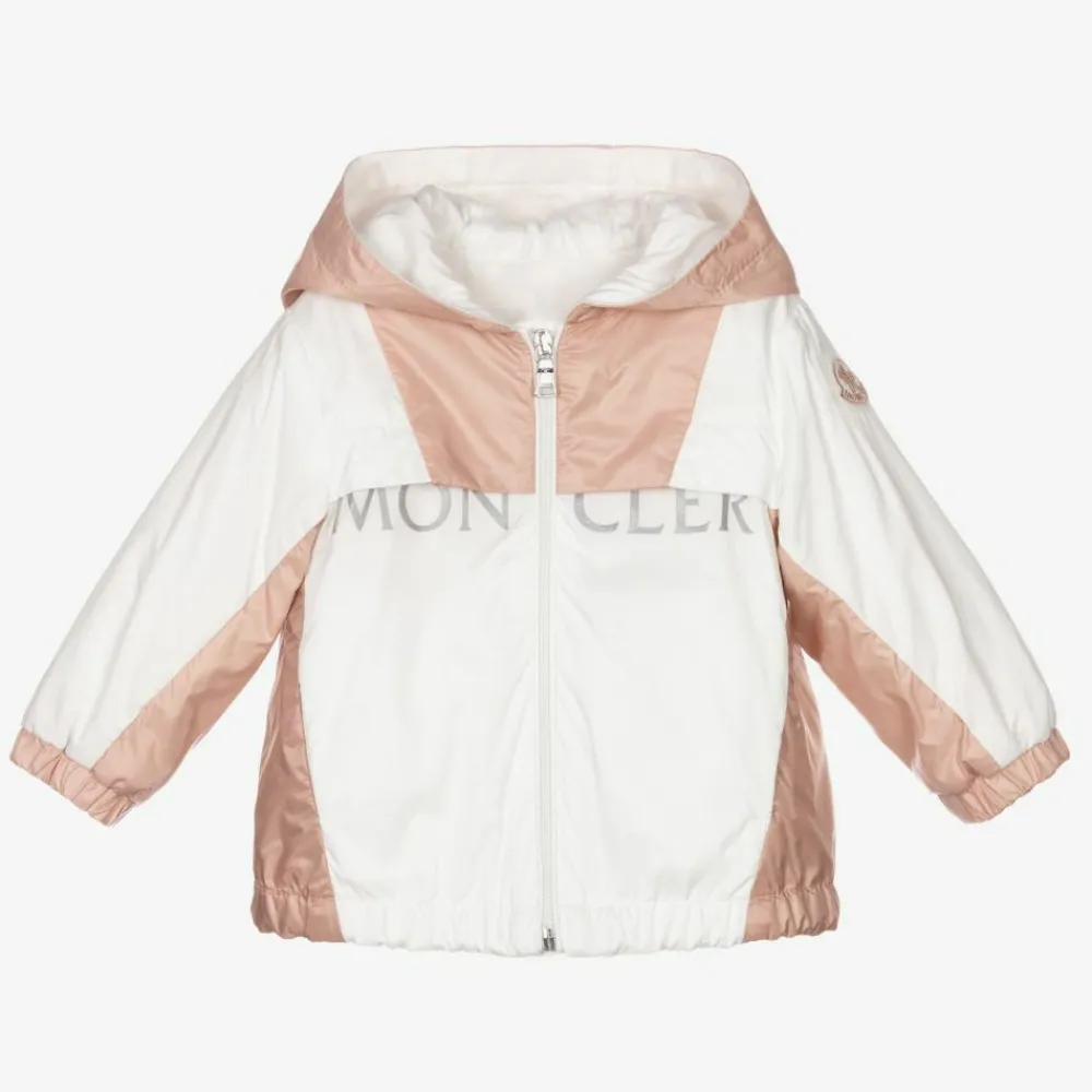 Moncler Enfant Coats & Jackets*Girls Pink & White Logo Jacket