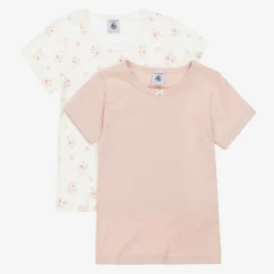 Petit Bateau Underwear*Girls Pink & White Organic Cotton Vests (2 Pack)