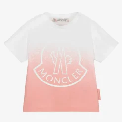 Moncler Enfant Tops*Girls Pink & White T-Shirt