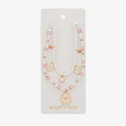 Angels Face Jewellery*Girls Pink & White Pearl Necklace (41cm)