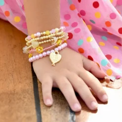 Angels Face Jewellery*Girls Pink & Yellow Bead Bracelets (5 Pack)