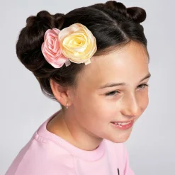 Milledeux Hair Accessories*Girls Pink & Yellow Rose Hairclips (2 Pack)