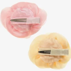 Milledeux Hair Accessories*Girls Pink & Yellow Rose Hairclips (2 Pack)