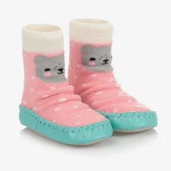 Powell Craft Slippers|Slippers*Girls Pink Bear Slipper Socks