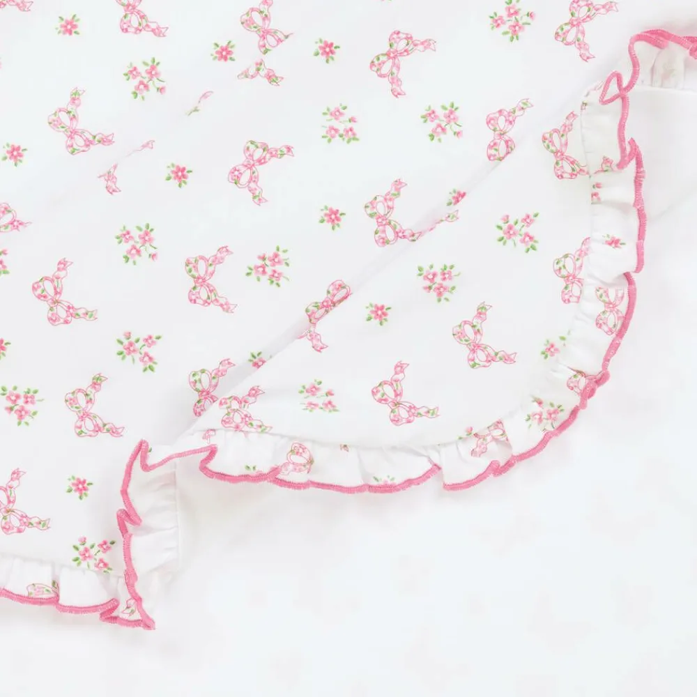 Kissy Kissy Gifts*Girls Pink Blooming Bows Cotton Blanket (73cm)