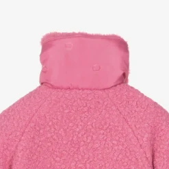 Mayoral Coats & Jackets*Girls Pink Bouclé & Faux Fur Collar Coat