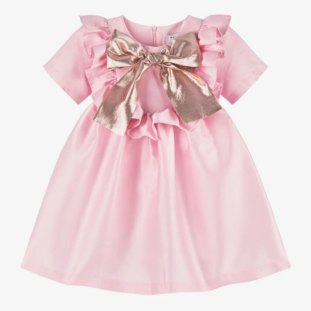 Mama Luma Dresses*Girls Pink Bow Dress