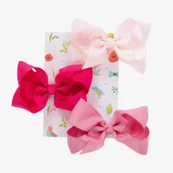 Milledeux Hair Accessories*Girls Pink Bow Hairclips (3 Pack)