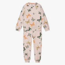 Molo Tracksuits*Girls Pink Butterfly Print Organic Cotton Tracksuit
