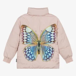 Molo Coats & Jackets*Girls Pink Butterfly Puffer Jacket
