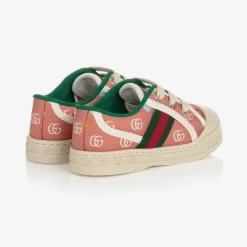Gucci Trainers*Girls Pink Canvas Double G 1977 Trainers