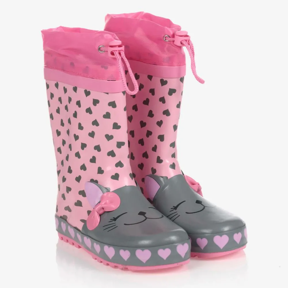 Playshoes Rain Boots|Rain Boots*Girls Pink Cat Rain Boots