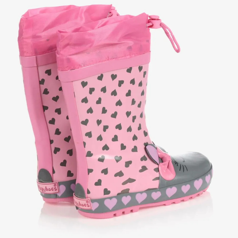 Playshoes Rain Boots|Rain Boots*Girls Pink Cat Rain Boots