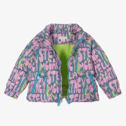Stella McCartney Kids Coats & Jackets*Girls Pink Cosmic Hooded Puffer Jacket