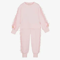 Angels Face Tracksuits*Girls Pink Cotton & Tulle Frill Tracksuit
