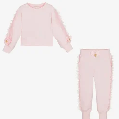 Angels Face Tracksuits*Girls Pink Cotton & Tulle Frill Tracksuit