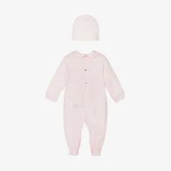 Versace Gifts|Babysuits*Girls Pink Cotton Babysuit & Hat Set