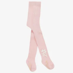Pretty Originals Tights*Girls Pink Cotton Bow Tights