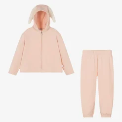 Il Gufo Tracksuits*Girls Pink Cotton Bunny Tracksuit