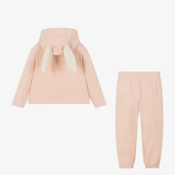 Il Gufo Tracksuits*Girls Pink Cotton Bunny Tracksuit