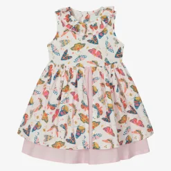 Powell Craft Dresses*Girls Pink Cotton Butterfly Print Dress