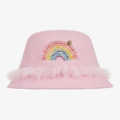 Tutu du Monde Hats*Girls Pink Cotton Canvas Rainbow Bucket Hat