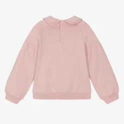 Boboli Tops*Girls Pink Cotton Collared Sweatshirt