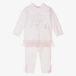 Sofija Outfit Sets|Outfit Sets*Girls Pink Cotton Crown Leggings Set