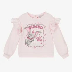 Monnalisa Tops*Girls Pink Cotton Disney Sweatshirt