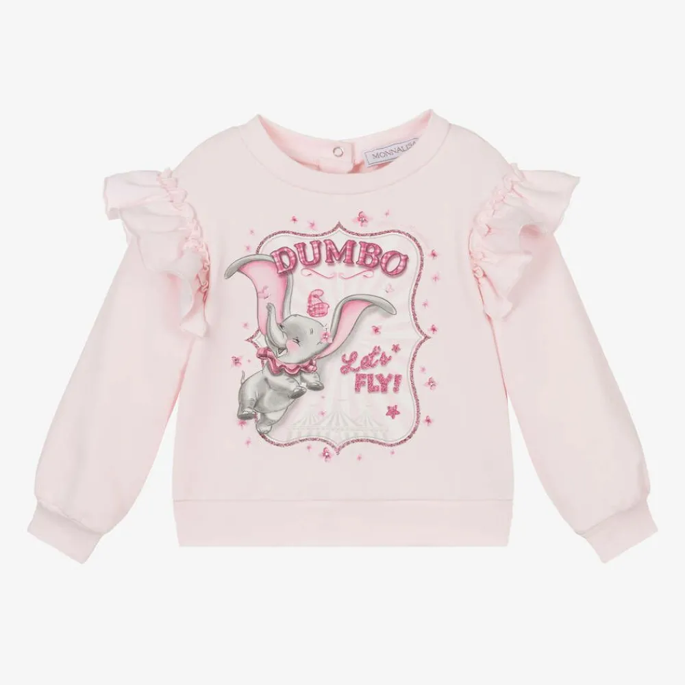 Monnalisa Tops*Girls Pink Cotton Disney Sweatshirt