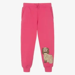 Mini Rodini Trousers*Girls Pink Cotton Dog Print Joggers
