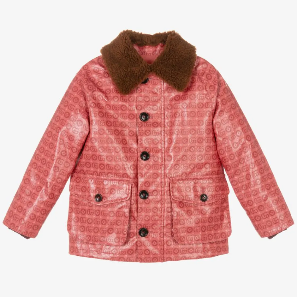Gucci Coats & Jackets*Girls Pink Cotton Double G Jacket