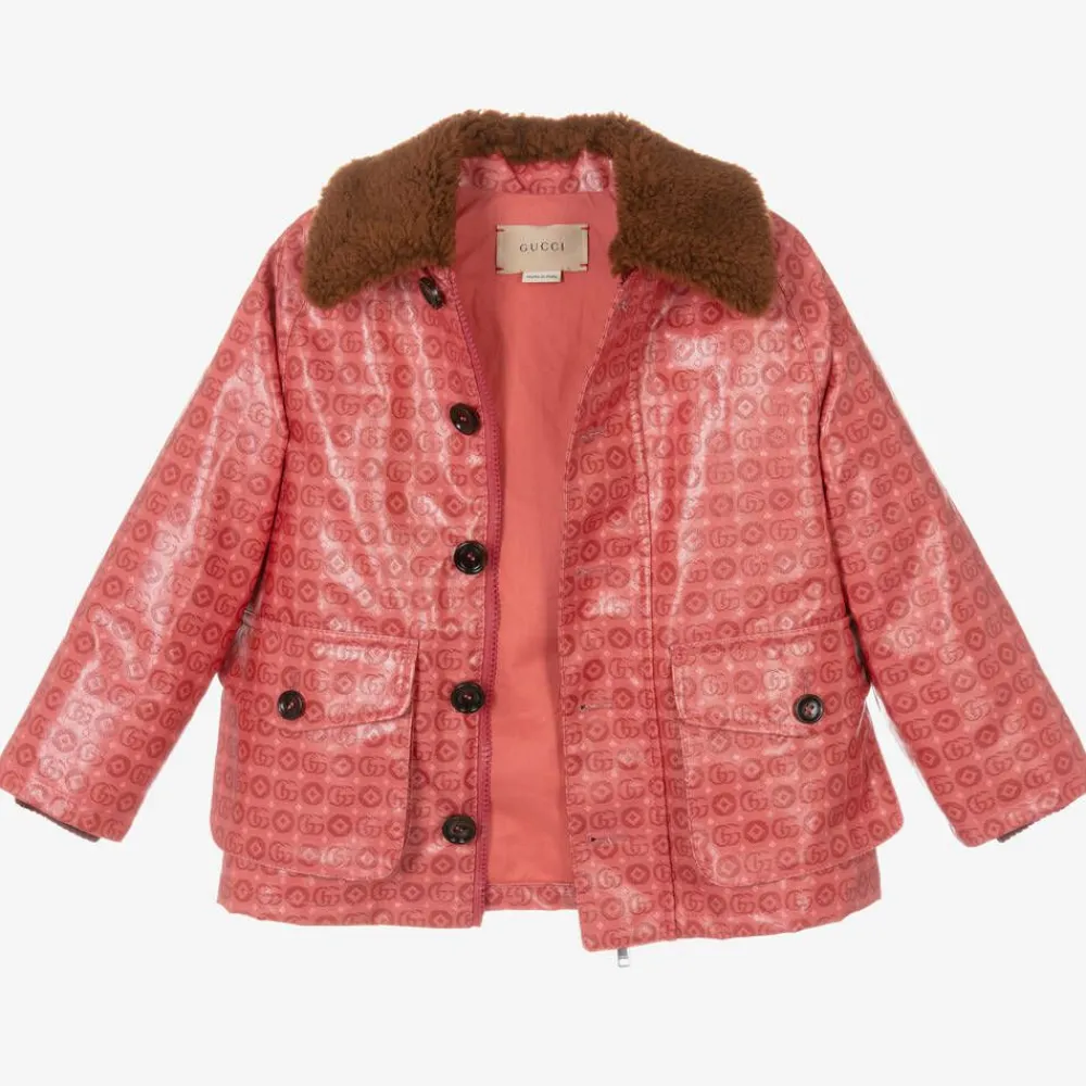 Gucci Coats & Jackets*Girls Pink Cotton Double G Jacket