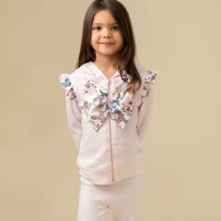 Caramelo Kids Tracksuits*Girls Pink Cotton Floral Bow Tracksuit