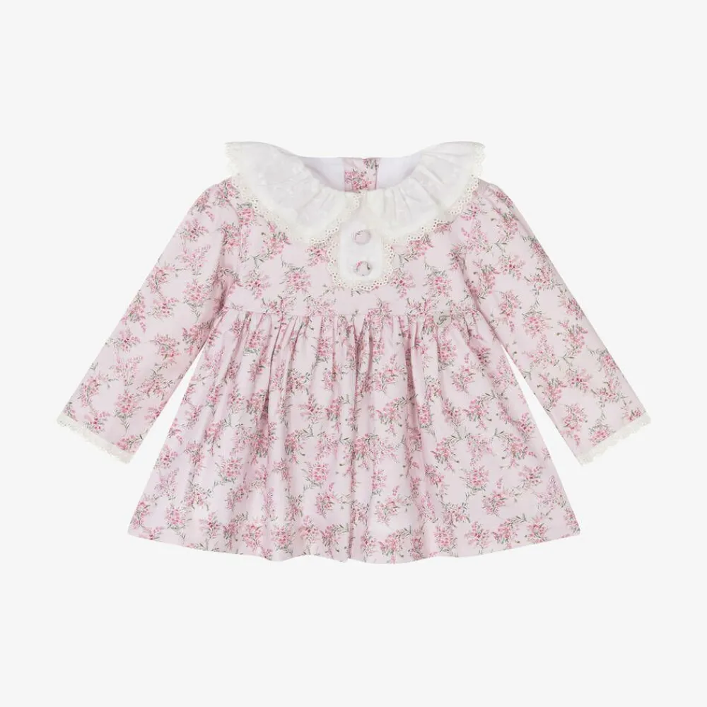 Foque Dresses*Girls Pink Cotton Floral Dress