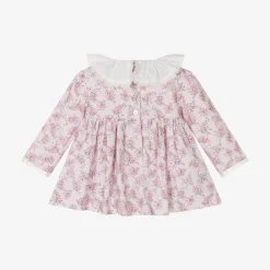 Foque Dresses*Girls Pink Cotton Floral Dress
