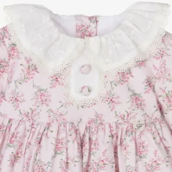 Foque Dresses*Girls Pink Cotton Floral Dress