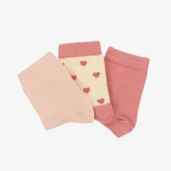 Petit Bateau Socks|Socks*Girls Pink Cotton Heart Socks (3 Pack)