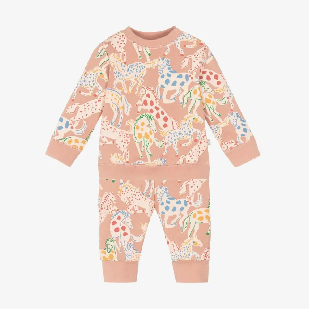 Stella McCartney Kids Tracksuits*Girls Pink Cotton Horse Tracksuit