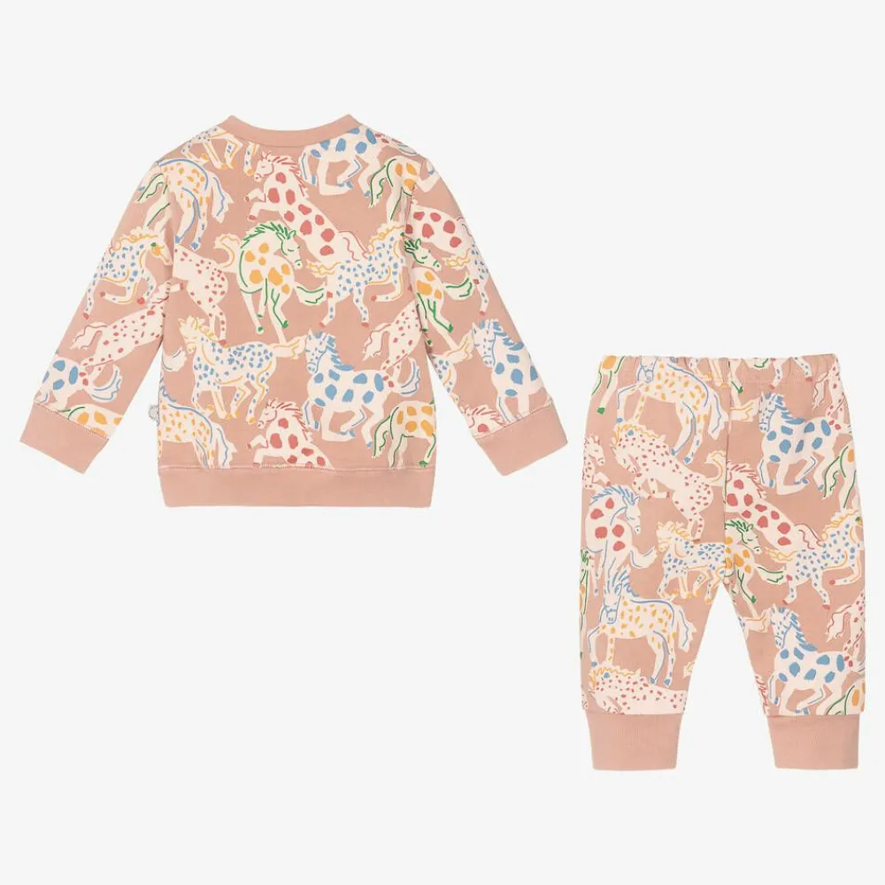 Stella McCartney Kids Tracksuits*Girls Pink Cotton Horse Tracksuit