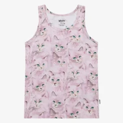Molo Underwear*Girls Pink Cotton Kitten Vests (2 Pack)