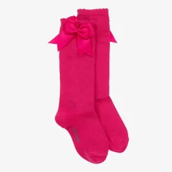 Carlomagno Socks*Girls Pink Cotton Knee Length Socks
