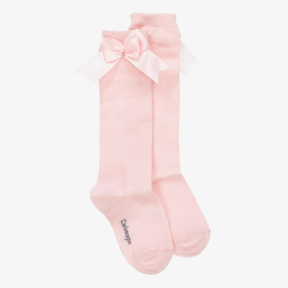 Carlomagno Socks*Girls Pink Cotton Knee Length Socks